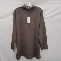 NWT Halston Studio Viscose & Polyester Blend Tunic Gray Sweater Size L/G