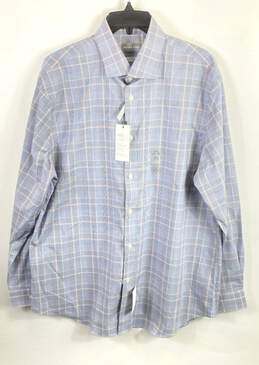 Michael Kors Blue Plaid Button Down Shirt L