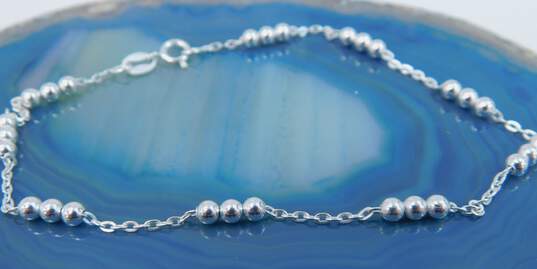 Milor & Contemporary 925 Cubic Zirconia Heart Pendant Omega Chain Necklace & Beaded Fancy Link Bracelet 19.5g image number 8