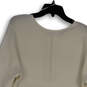 Womens White Knitted Long Sleeve Quarter Zip Pullover Sweater Size Medium image number 4