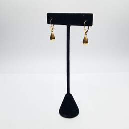 14K Gold Tear Drop Dangle Lever Back Earrings 1.5g