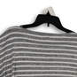 Womens Gray White Striped Ruffled Sleeve Pullover Blouse Top Size Medium image number 4