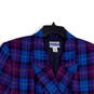 Womens Purple Blue Plaid Peak Lapel Double Breasted Blazer Size 22W image number 3