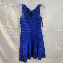 Tadashi Shoji Blue Pintuck Jersey Boatneck Dress Size S alternative image