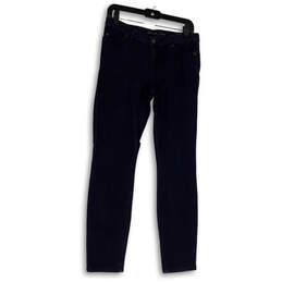 Womens Blue Denim Dark Wash Pockets Regular Fit Skinny Leg Jeans Size 24
