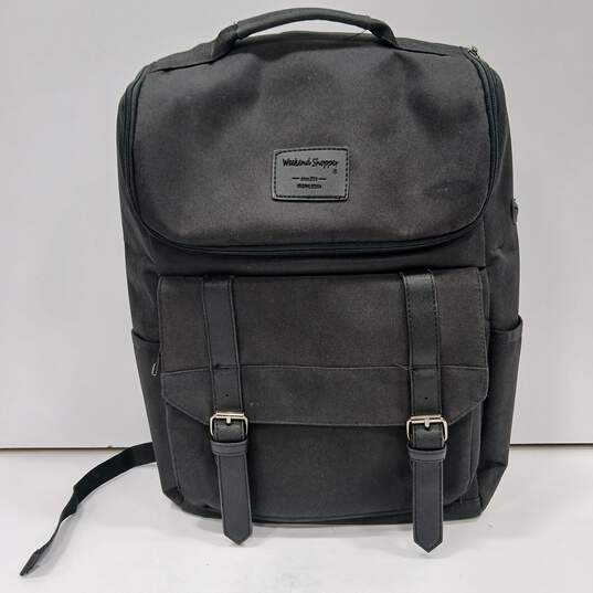 Weekend Shopper Black Canvas Laptop Backpack Bag image number 1