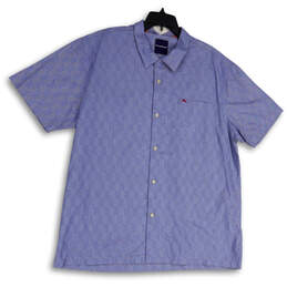 Mens Blue Spread Collar Chest Pocket Short Sleeve Button-Up Shirt Size XXL