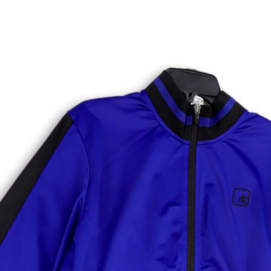 Womens Blue Black Mock Neck Long Sleeve Full-Zip Track Jacket Size Large image number 3