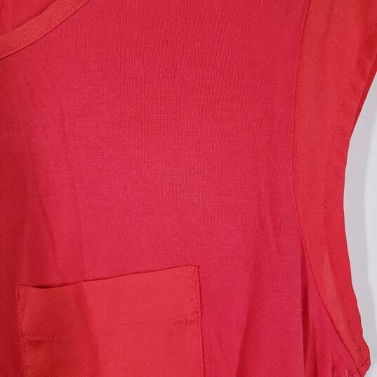 Womens Round Neck Cap Sleeve Chest Pocket Pullover Blouse Top Size Small image number 3