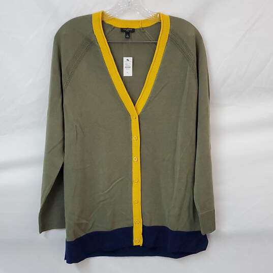Talbots Olive Green Knit Sweater Women's Size Large Petite image number 1