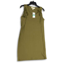 NTW Womens Green Sleeveless Round Neck Stretch Shift Dress Size Large