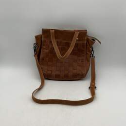 Mysa Womens Brown Leather Detachable Strap Outer Zip Pocket Crossbody Bag Purse