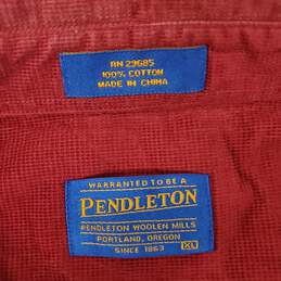 VTG Pendleton MN's 100% Cotton Red Long Sleeve Shirt Size XL alternative image