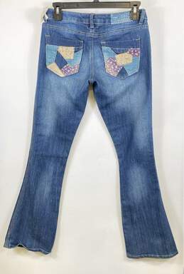 NWT Vanilla Star Womens Blue Medium Wash Low Rise Denim Flared Jeans Size 5 alternative image