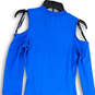 NWT Womens Blue Cold Shoulder Crew Neck Knee Length Shift Dress Size Small image number 4