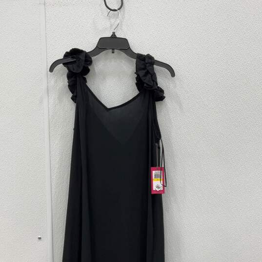 NWT Vince Camuto Womens Black Ruffle V-Neck Sleeveless Maxi Dress Size M image number 1