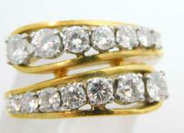 18K Yellow Gold 1.40 CTTW Graduated Diamond Bypass Ring 9.8g