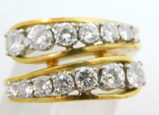 18K Yellow Gold 1.40 CTTW Graduated Diamond Bypass Ring 9.8g image number 1
