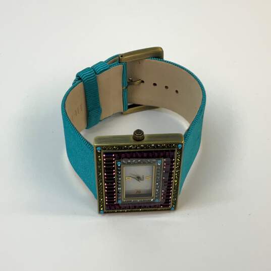 Designer Heidi Daus Amethyst Peridot Crystal Stainless Steel Quartz Wristwatch image number 2
