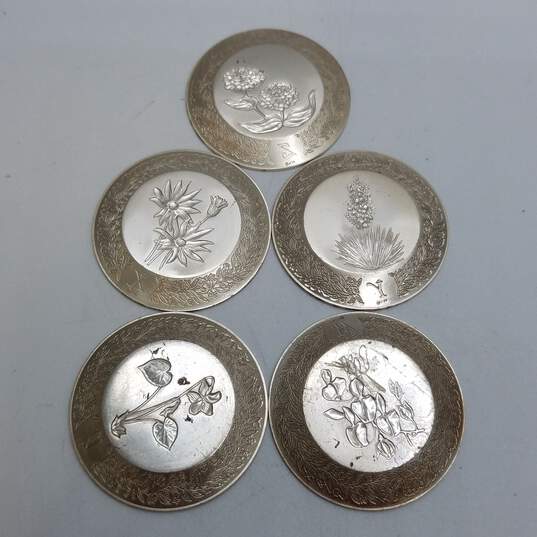 Franklin Mint Alphabet Sterling Silver Miniature Plates V, W, X, Y, Z 52.9g image number 7