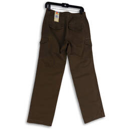 NWT Womens Brown Favorite Fit Flat Front Straight Leg Cargo Pants Size 4 alternative image
