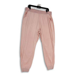 Womens Pink Elastic Waist Pockets Tapered Leg Pull-On Jogger Pants Size XL