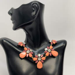 NWT Designer J. Crew Gold-Tone Pink Rhinestone Floral Statement Necklace alternative image