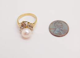 Elegant 14K Yellow Gold Pearl & Diamond Accent Ring 4.9g alternative image