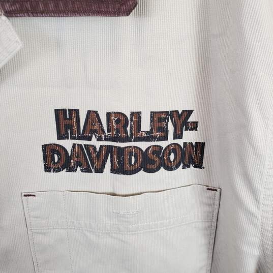 Harley Davidson Men Beige Button Up Shirt 2XL image number 5