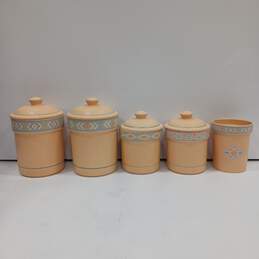 Set of 5 Treasure Craft Southwest Terracotta Canisters with 4 Lids