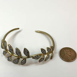 Designer Stella & Dot Gold-Tone Vine Rhinestone Leaf Shiny Cuff Bracelet alternative image