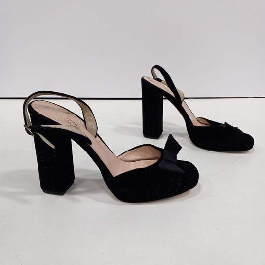 Kate Spade NY Briana Black Velvet Feel Sparkle Platform Block Heels Size 9M image number 1