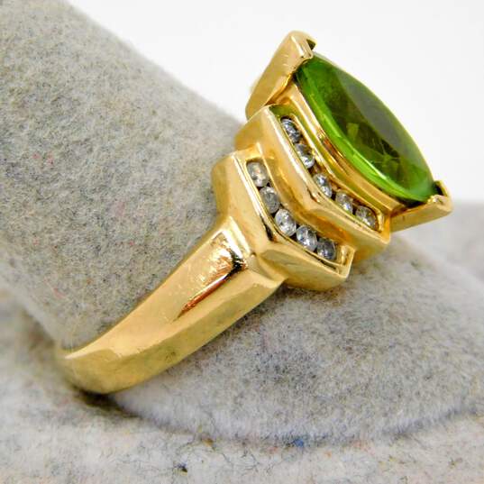 14K Yellow Gold Marquise Cut Peridot & Diamond Accent Ring 5.8g image number 4