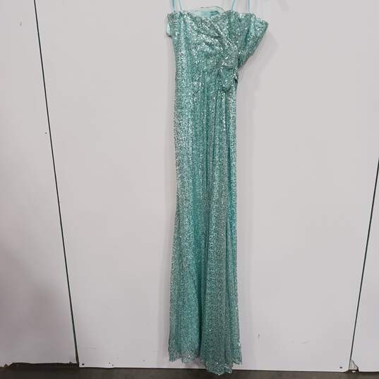 NWT Womens Mint Green Sequin Embellished Slit Hemline Maxi Dress Size 8 image number 2