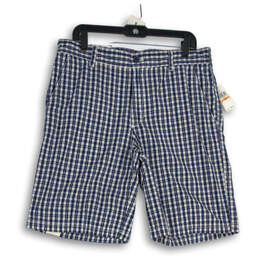 NWT Mens Blue Plaid Slash Pocket Bermuda Shorts Size 33W