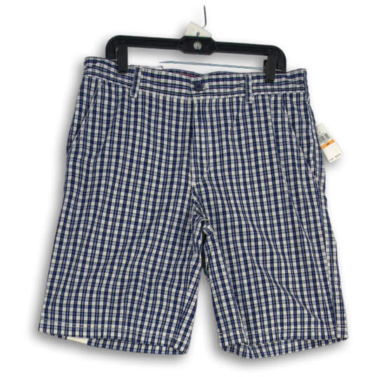 NWT Mens Blue Plaid Slash Pocket Bermuda Shorts Size 33W image number 1