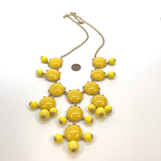 Designer J. Crew Gold-Tone Yellow Bubble Chunky Cabochon Beaded Necklace image number 2