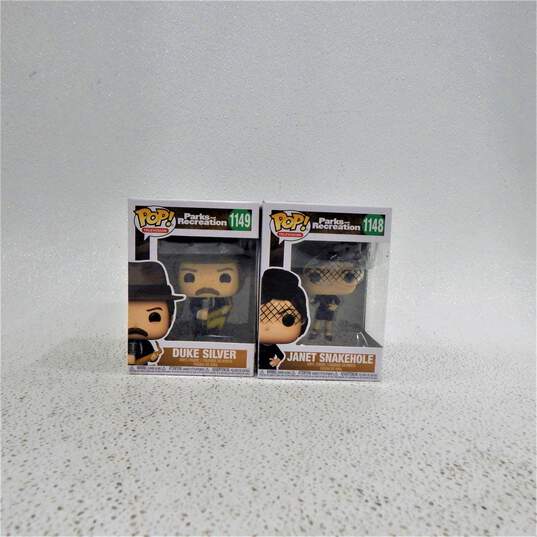 Funko Pop Parks And Recreation Janet Snakehole 1148 Duck Silver 1149 IOBS image number 1