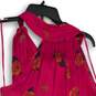 NWT Womens Magenta Floral Pleated Tie Halter Neck Sleeveless Blouse Top Size S image number 4