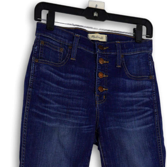 Womens Blue Denim Medium Wash Pockets Button Fly Skinny Leg Jeans Size 26 image number 3