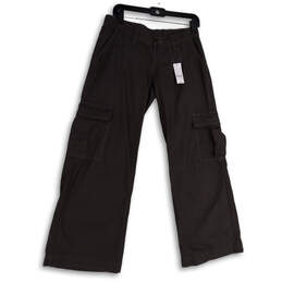 NWT Womens Gray Regular Fit Flat Front Straight Leg Cargo Pants Size 1