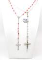 Clear & Red Aurora Borealis & Silver Tone Rosary Prayer Beads 55.1g image number 1