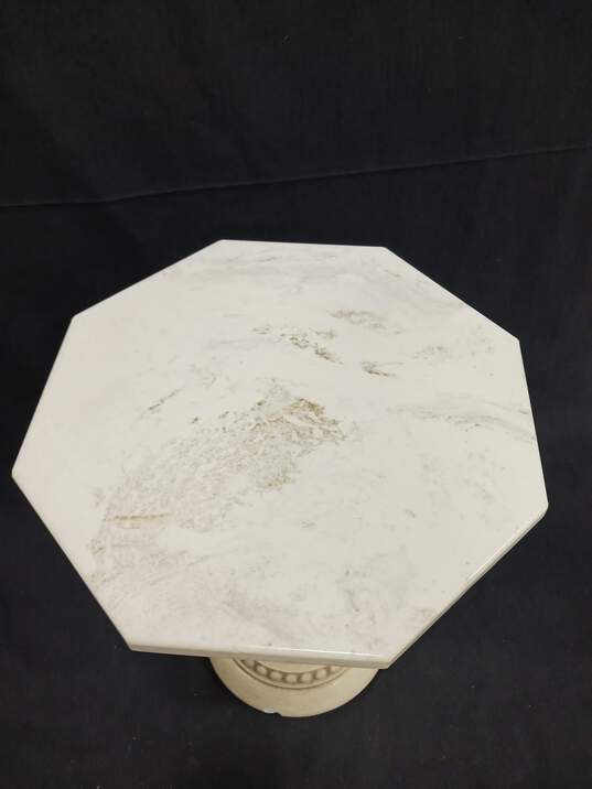Vintage Faux Marble Carved Table image number 4