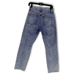 Womens Blue Denim Medium Wash Distressed Grommet Straight Jeans Size 27 alternative image