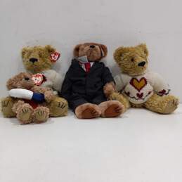 4PC TY Assorted Bear Plush Toy Bundle