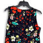 Womens Blue Floral Ruffled Round Neck Sleeveless Pullover A-Line Dress 10 image number 4