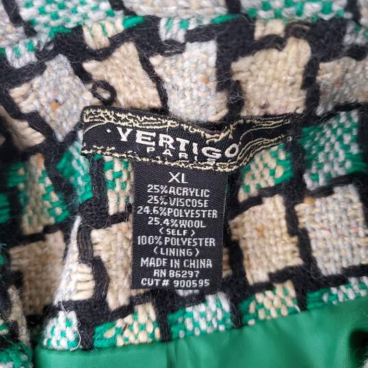 Vertigo Paris WM's Polyester Green Checkered Double Breast Jacket Size XL image number 3