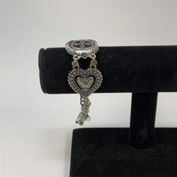 Designer Lucky Brand Silver-Tone Multicolor Stone Toggle Charm Bracelet