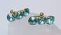 Vintage Sky Blue Icy Rhinestone Earrings & Glass Costume Necklace image number 3