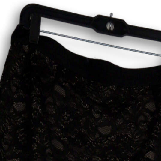 Womens Black Lace Flat Front Elastic Waist Straight & Pencil Skirt Size 10 image number 3